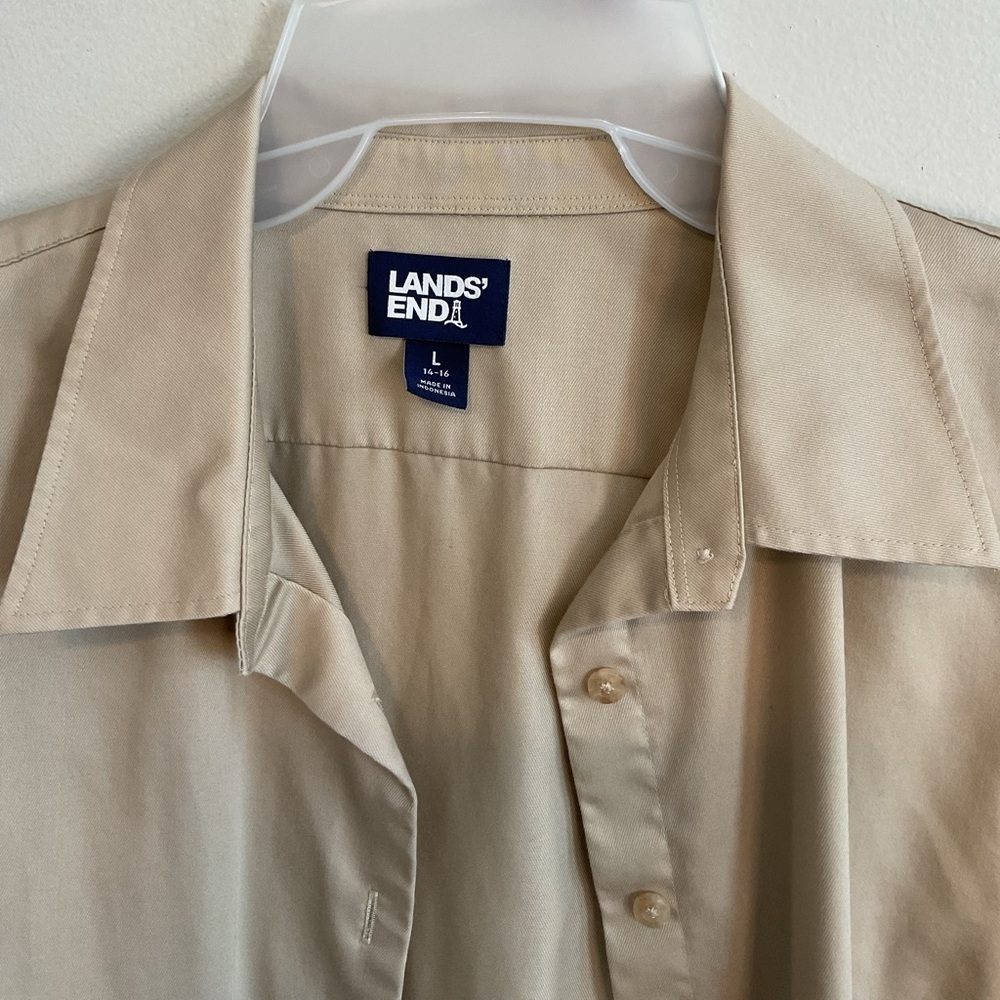 Preppy Long Sleeve Button Down Minimalist Cotton Summer Vacation Shirt Large - Picture 7 of 7